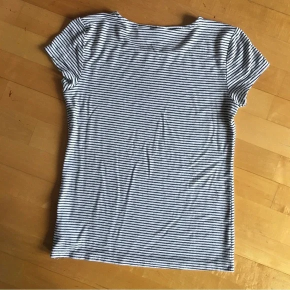 Rachel Zoe Striped Tee, White, Black, Size M - Picture 4 of 14